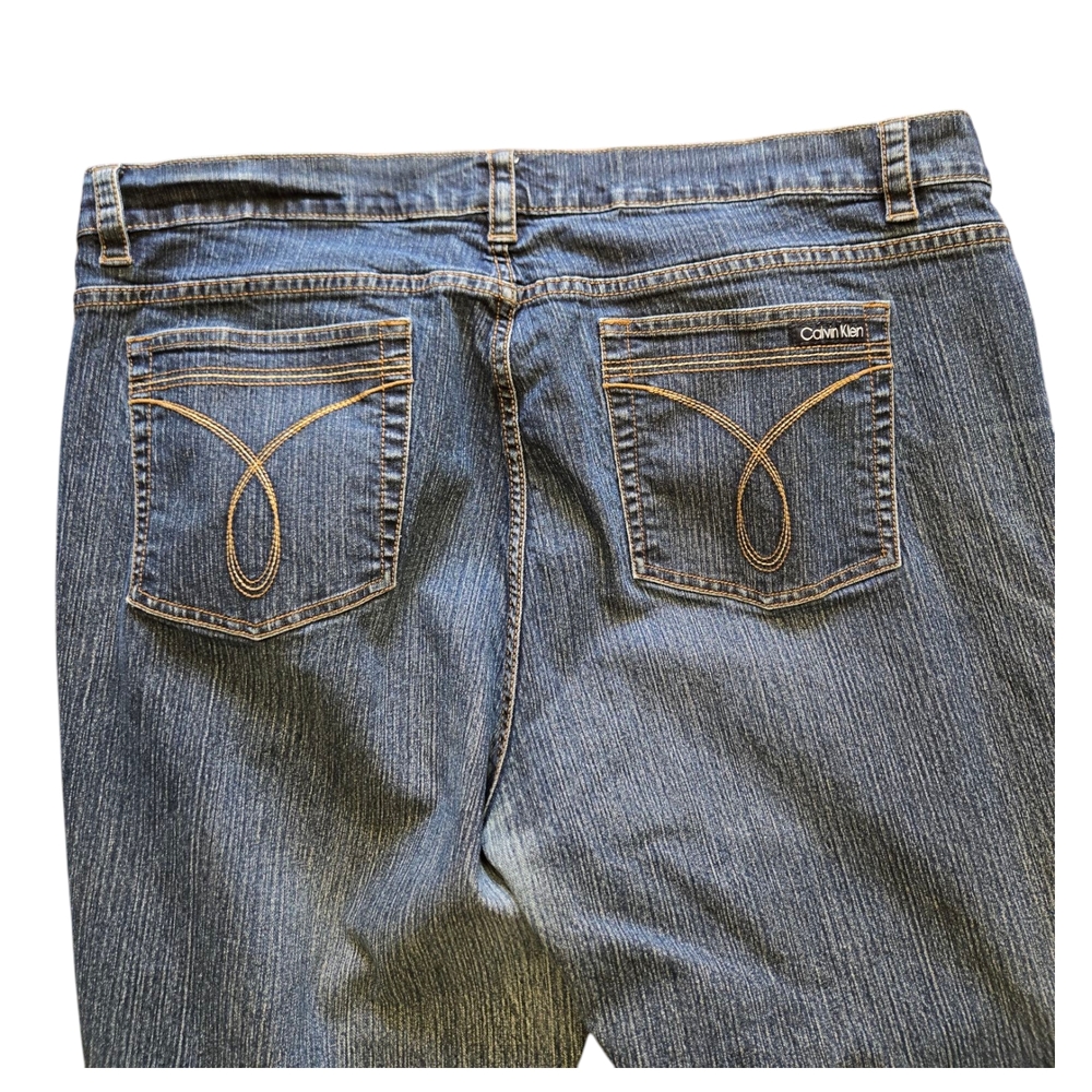 Vintage Calvin Klein Denim Flare Jeans Distressed Hem Plus Size 43